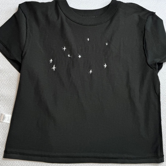 NWT WILDFOX "Mentally Exhausted" Jamie Tee, Women's Size M, Black & White Stars - Picture 4 of 10